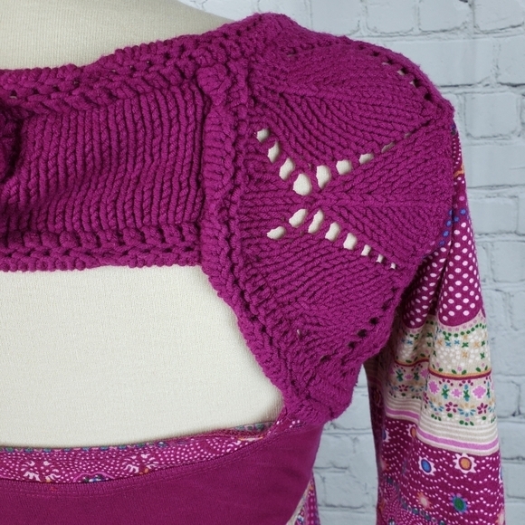 Anthro Free People Boho Sweater Knit Yoke … - Picture 3 of 9